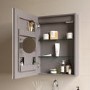 Single Door Chrome Bathroom Mirror Cabinet with Lights & Shaver Socket 500 x 700mm - Celeste