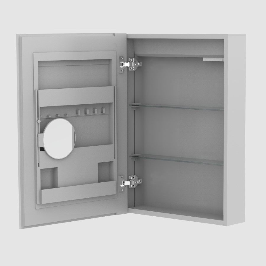 Single Door Chrome Bathroom Mirror Cabinet with Lights & Shaver Socket 500 x 700mm - Celeste