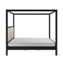 King Size Four Poster Bed in Black with Linen Headboard - Charlotte