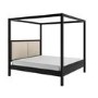 Super King Four Poster Bed in Black with Linen Headboard - Charlotte