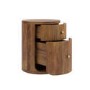 Mango Wood Round 2 Drawer Bedside Table - Full Assembled - Chakra