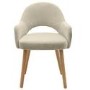 Set of 2 Beige Upholstered Dining Chairs with Oak Legs - Colbie
