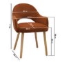 Set of 2 Burnt Orange Upholstered Dining Chairs with Oak Legs - Colbie