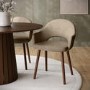 ALMOST PERFECT - Set of 2 Beige Faux Leather Dining Chairs with Walnut Legs - Colbie