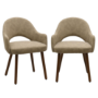 ALMOST PERFECT - Set of 2 Beige Faux Leather Dining Chairs with Walnut Legs - Colbie