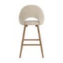 Oak and Beige Upholstered Kitchen Stool with Back - Colbie