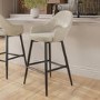 Black and Beige Upholstered Kitchen Stool with Back - Colbie