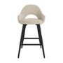 Set of 2 Black and Beige Upholstered Kitchen Stools with Back - Colbie
