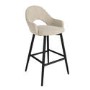 Set of 2 Black and Beige Upholstered Kitchen Stools with Back - Colbie