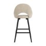Set of 2 Black and Beige Upholstered Kitchen Stools with Back - Colbie