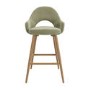 Set of 2 Oak and Sage Green Velvet Kitchen Stools with Back - Colbie