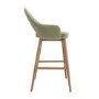 Set of 2 Oak and Sage Green Velvet Kitchen Stools with Back - Colbie