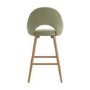 Set of 2 Oak and Sage Green Velvet Kitchen Stools with Back - Colbie