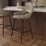 Walnut and Beige Faux Leather Kitchen Stool with Back - Colbie