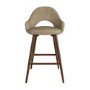 Walnut and Beige Faux Leather Kitchen Stool with Back - Colbie