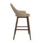 Walnut and Beige Faux Leather Kitchen Stool with Back - Colbie