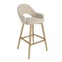 Set of 2 Gold and Beige Upholstered Kitchen Stools with Back - Colbie