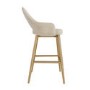 Set of 2 Gold and Beige Upholstered Kitchen Stools with Back - Colbie
