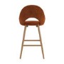 Set of 4 Oak and Burnt Orange Upholstered Kitchen Stools with Back - Colbie