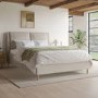 Beige Upholstered King Size Ottoman Bed with Pillow Headboard - Clifton
