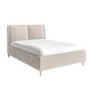 Beige Upholstered King Size Ottoman Bed with Pillow Headboard - Clifton