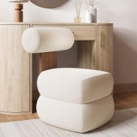 Cream Boucle Roll Back Dressing Table Chair - Cleo