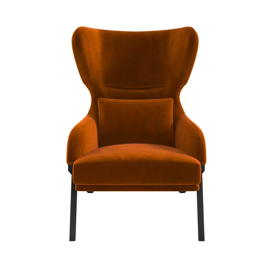 Burnt Orange Velvet Wingback Accent Chair - Clarence