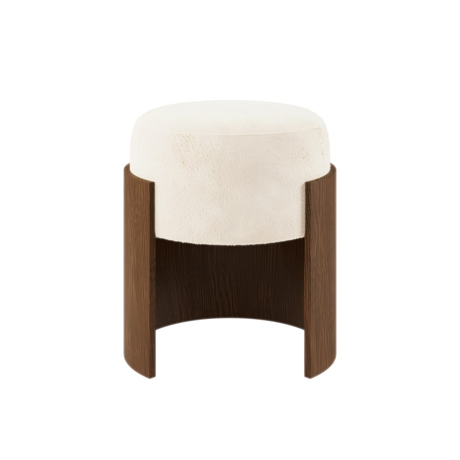 Cream Upholstered Bedroom Stool With Curved Walnut Base - Clover