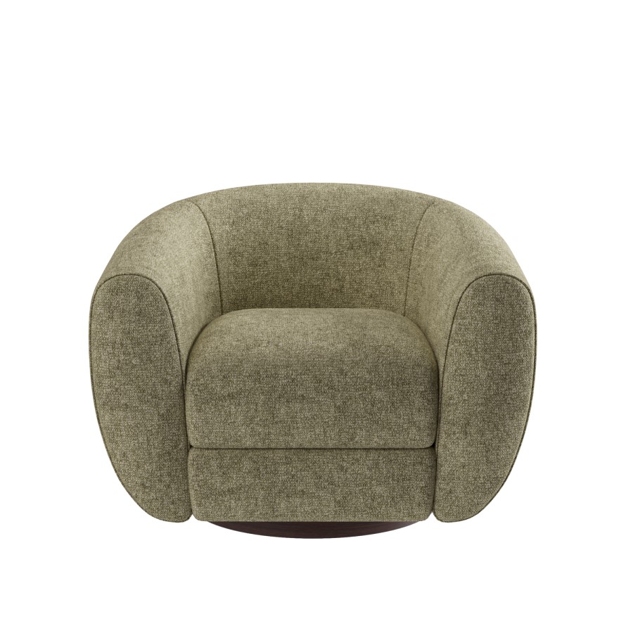 Sage Green Chenille Round Swivel Tub Chair - Celine