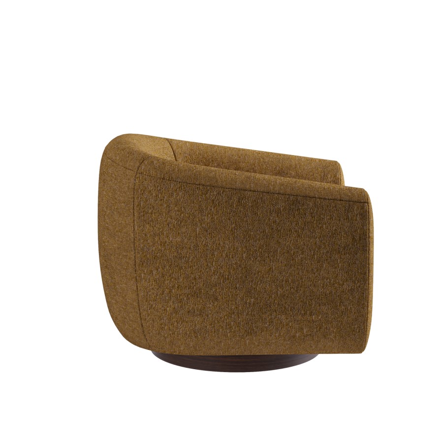 Caramel Brown Chenille Round Swivel Tub Chair - Celine