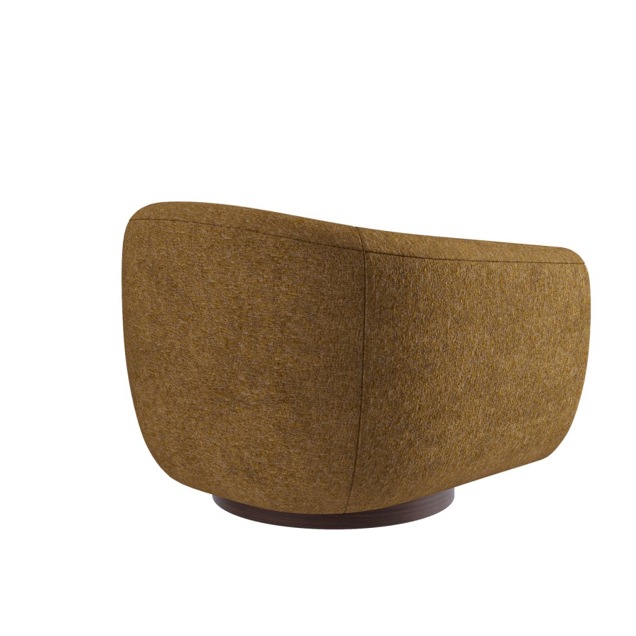 Caramel Brown Chenille Round Swivel Tub Chair - Celine
