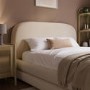 Cream Upholstered Double Bed Frame with Storage Drawer – Connie