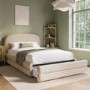 Cream Upholstered Small Double Bed Frame with Storage Drawer – Connie