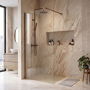 1000mm Brushed Bronze Shower Screen for Wet Room & Walk In Shower - Corvus