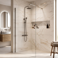 1000mm Brushed Nickel Shower Screen for Wet Room & Walk In Shower – Corvus