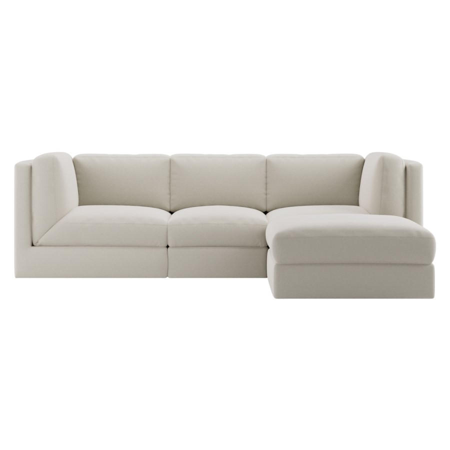 Cream Chenille 4 Seater Modular Chaise L-Shape Corner Sofa - Cameron