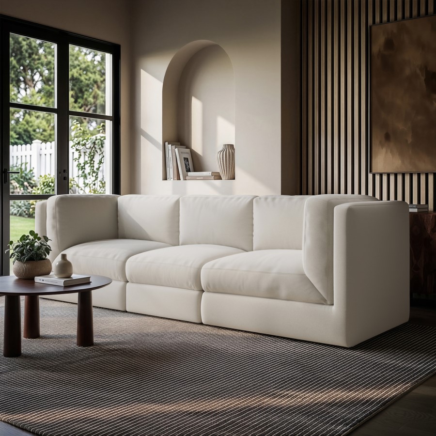 Cream Chenille 4 Seater Modular Sofa - Cameron