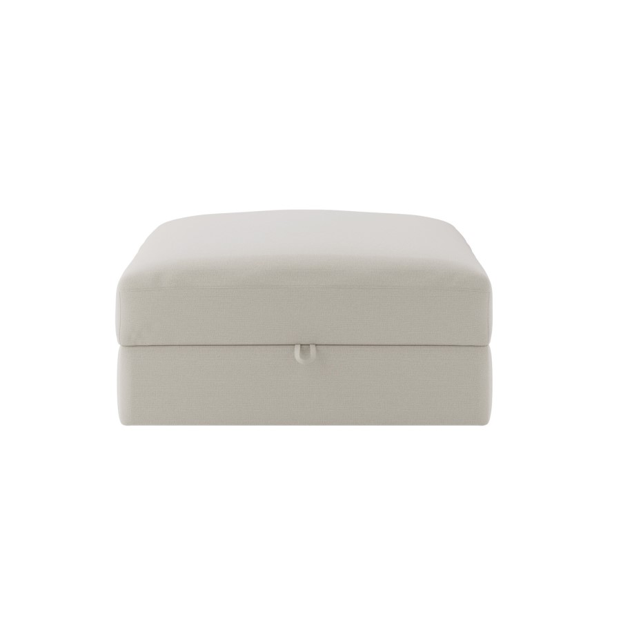Cream Chenille Ottoman Storage Footstool - Cameron