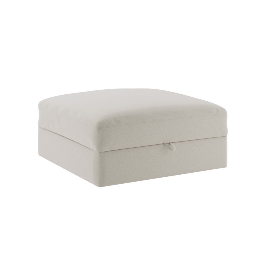 Cream Chenille Ottoman Storage Footstool - Cameron