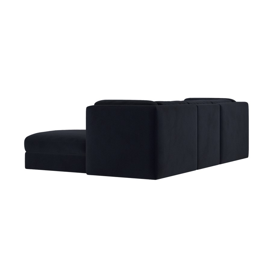 Navy Blue Chenille 4 Seater Modular Chaise L-Shape Corner Sofa - Cameron