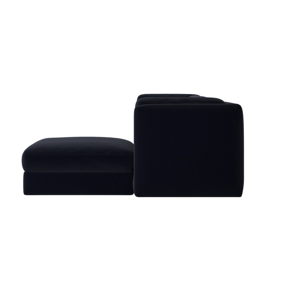 Navy Blue Chenille 4 Seater Modular Chaise L-Shape Corner Sofa - Cameron
