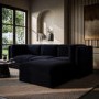 Navy Blue Chenille 4 Seater Modular Chaise L-Shape Corner Sofa - Cameron
