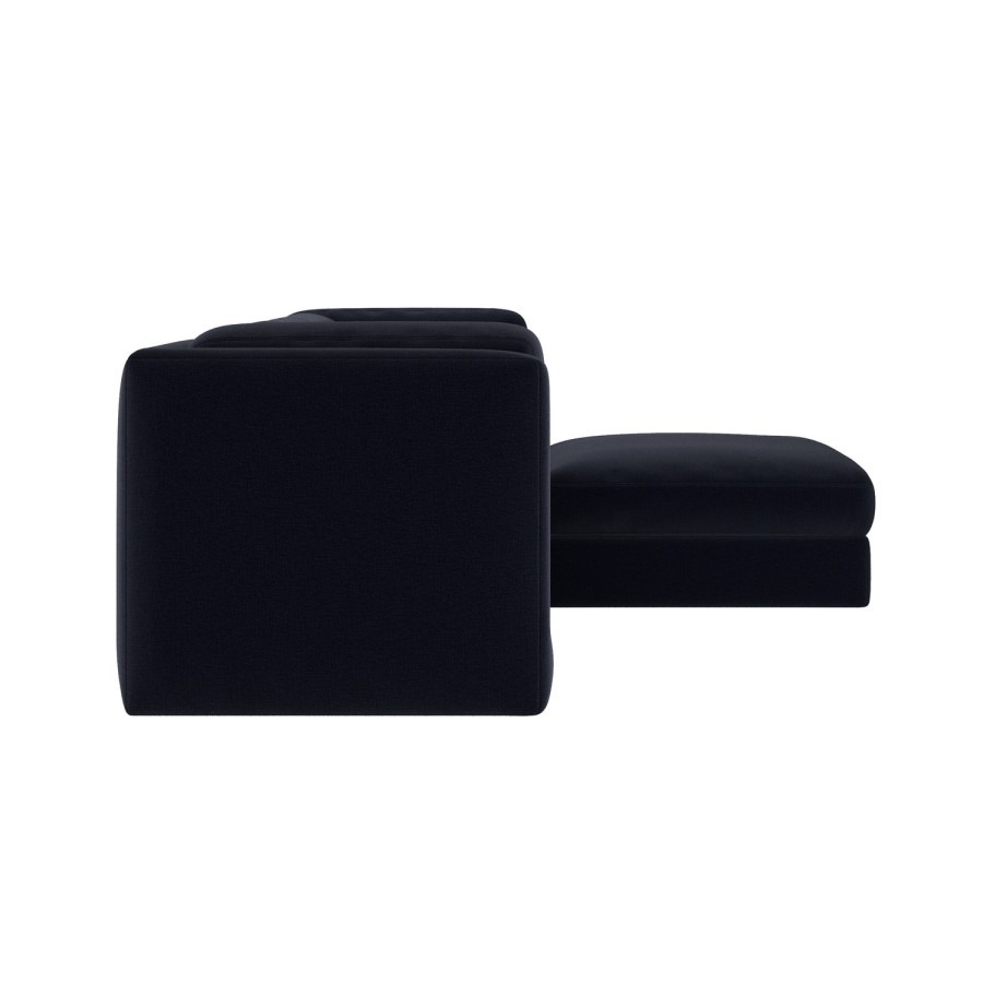 Navy Blue Chenille 4 Seater Modular Chaise L-Shape Corner Sofa - Cameron