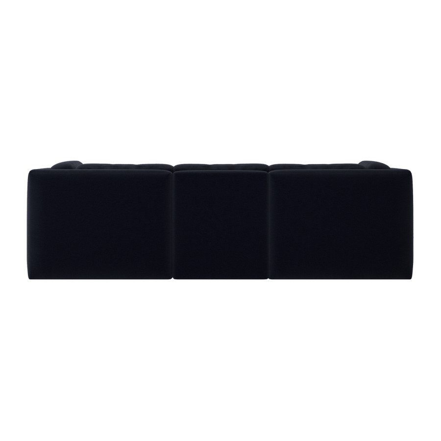 Navy Blue Chenille 4 Seater Modular Chaise L-Shape Corner Sofa - Cameron