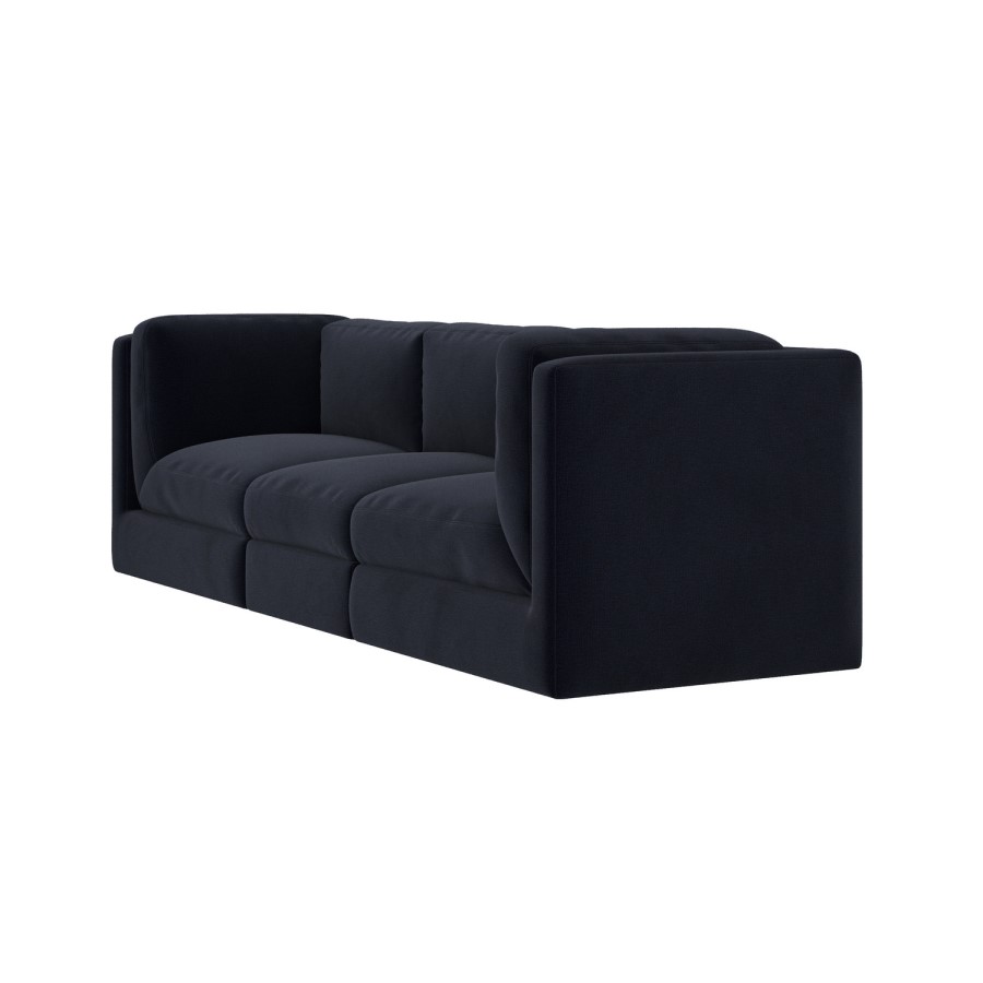 Navy Blue Chenille 4 Seater Modular Sofa - Cameron