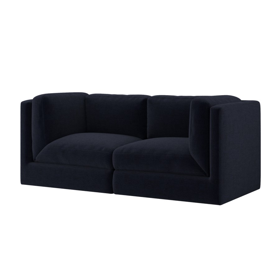 Navy Blue Chenille 3 Seater Modular Sofa - Cameron