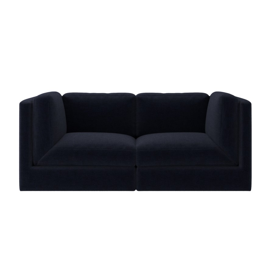 Navy Blue Chenille 3 Seater Modular Sofa - Cameron