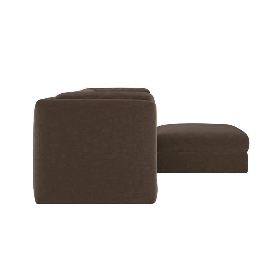 Brown Chenille 4 Seater Modular Chaise L-Shape Corner Sofa - Cameron
