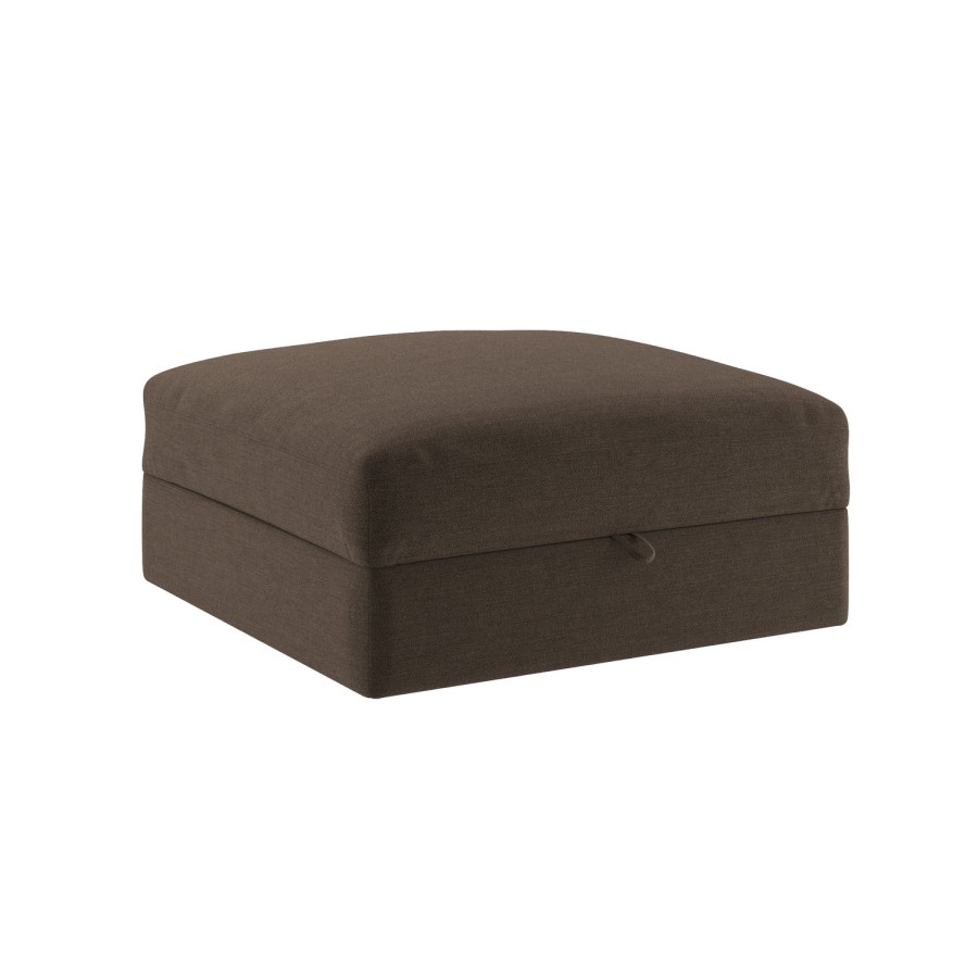 Brown Chenille Ottoman Storage Footstool - Cameron
