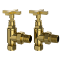 A2/CROSSVBBA ALMOST PERFECT - Brass Cross Head Traditional Angled Radiator Valves